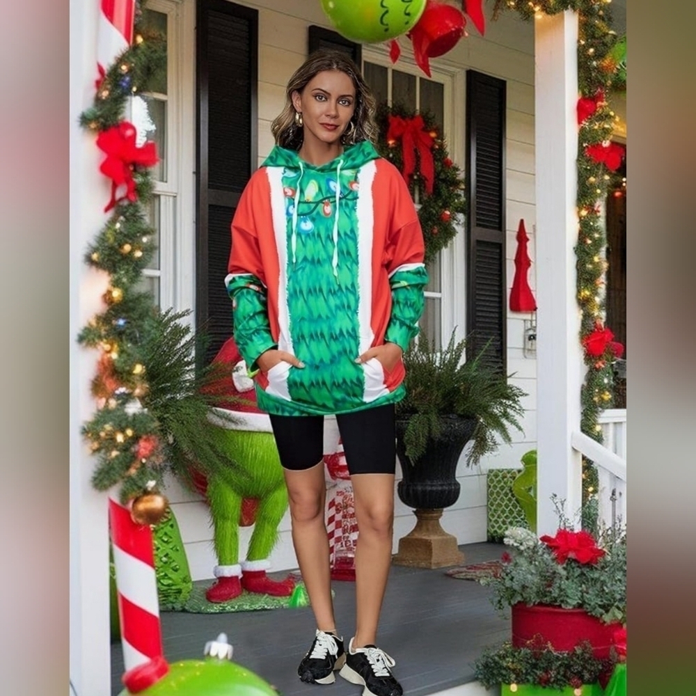 NWOT Festive Christmas Tree Hoodie - Picture 3 of 5